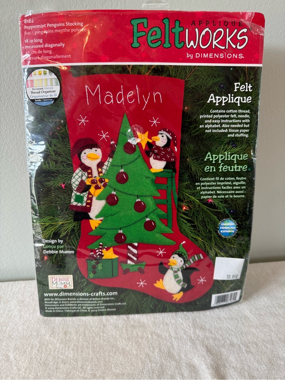 Dimensions FeltWorks Red Peppermint Penguins Holiday Stocking Applique - New Kit